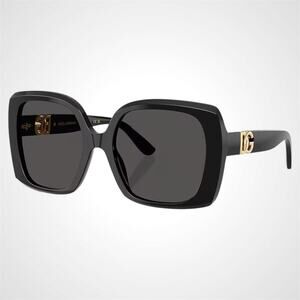 New Dolce & Gabbana Sunglasses Black Acetate Square Gold Metal DG